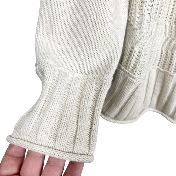 CARBON2COBALT Ivory Cable Knit Sweater Mock Neck Henley Button up Men's Large - Picture 5 of 8